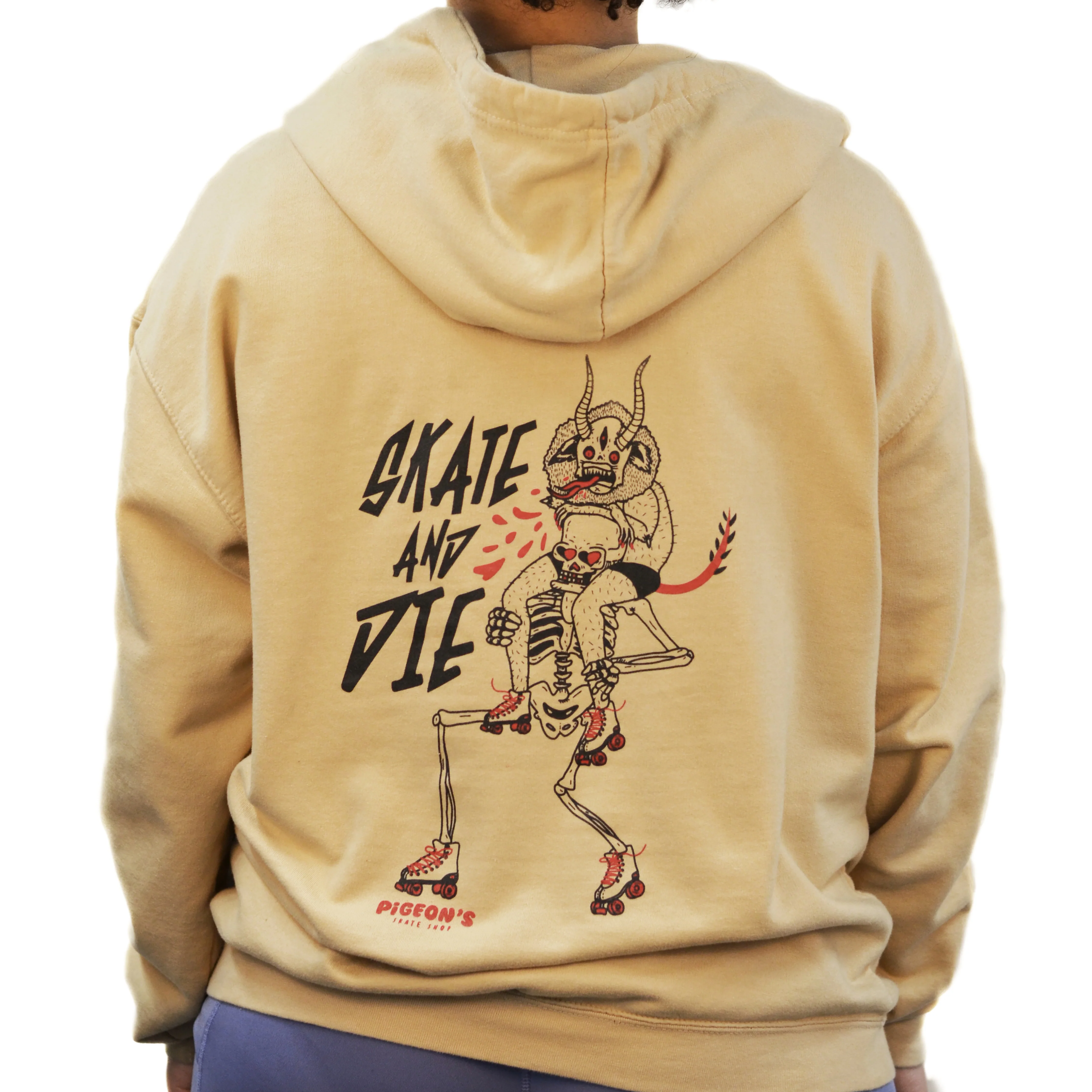 Shop Hoodie - SKATE AND DIE TAN - Image 3
