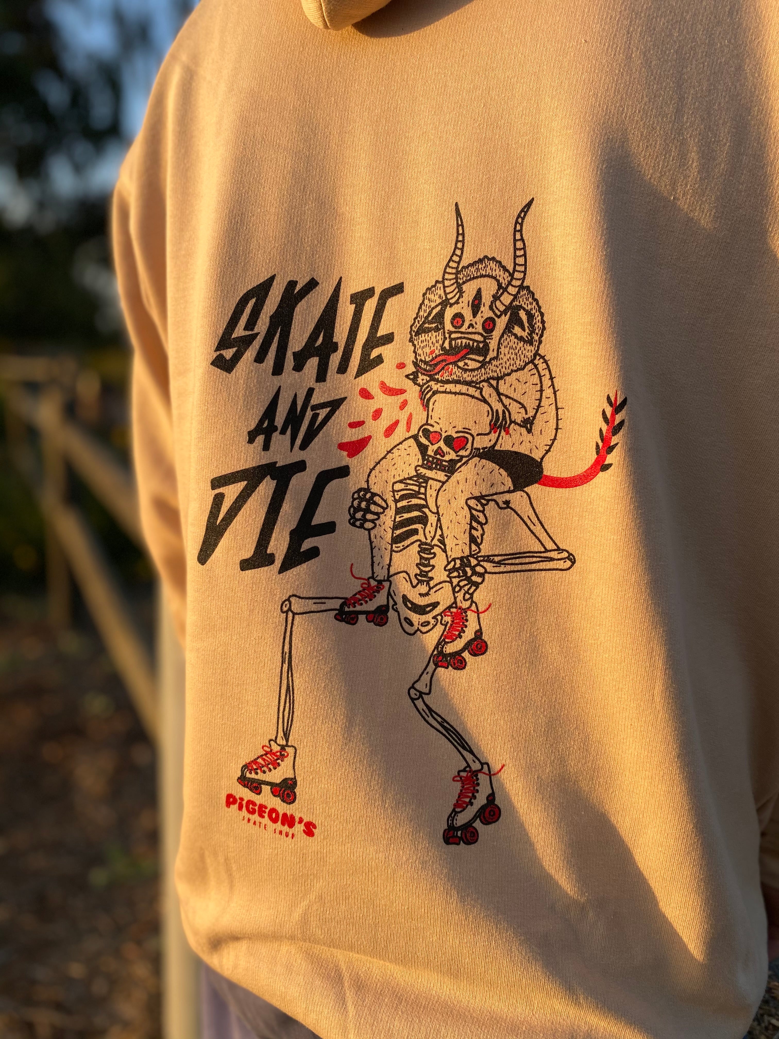 Shop Hoodie - SKATE AND DIE TAN - Image 6